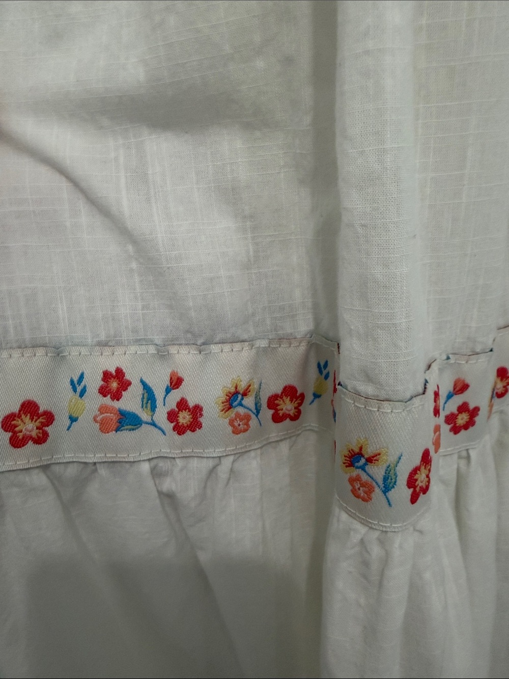 Rachel Zoe Smocked White Cotton Tiered Embroidered Boho Peasant Dress 6 - Picture 9 of 16